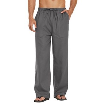 COOFANDY Mens Linen Cotton Pants Loose Fit Casual Linen Pants Summer Beach Pants