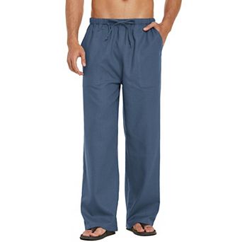 COOFANDY Mens Linen Cotton Pants Loose Fit Casual Linen Pants Summer Beach Pants