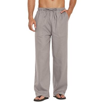 COOFANDY Mens Linen Cotton Pants Loose Fit Casual Linen Pants Summer Beach Pants