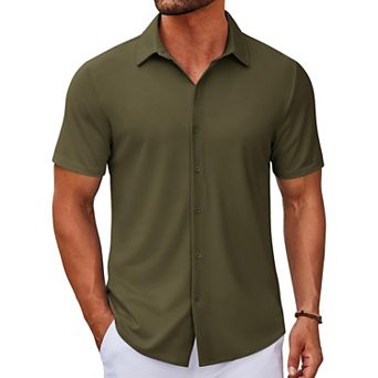 COOFANDY Casual Shirts for Men Short Sleeve Button Down Wrinkle Free Summer Untucked Shirts