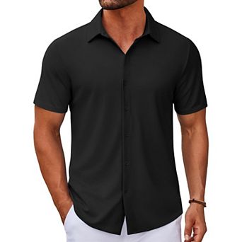 COOFANDY Casual Shirts for Men Short Sleeve Button Down Wrinkle Free Summer Untucked Shirts