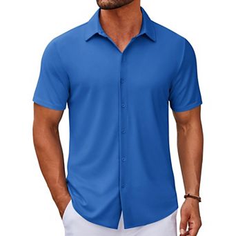 COOFANDY Casual Shirts for Men Short Sleeve Button Down Wrinkle Free Summer Untucked Shirts