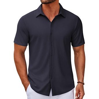 COOFANDY Casual Shirts for Men Short Sleeve Button Down Wrinkle Free Summer Untucked Shirts