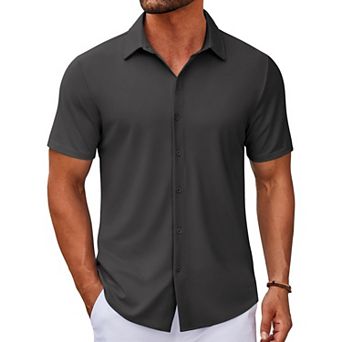 COOFANDY Casual Shirts for Men Short Sleeve Button Down Wrinkle Free Summer Untucked Shirts