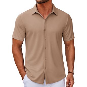 COOFANDY Casual Shirts for Men Short Sleeve Button Down Wrinkle Free Summer Untucked Shirts