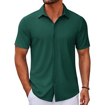 COOFANDY Casual Shirts for Men Short Sleeve Button Down Wrinkle Free Summer Untucked Shirts
