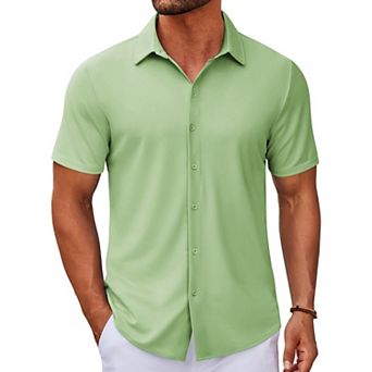 COOFANDY Casual Shirts for Men Short Sleeve Button Down Wrinkle Free Summer Untucked Shirts