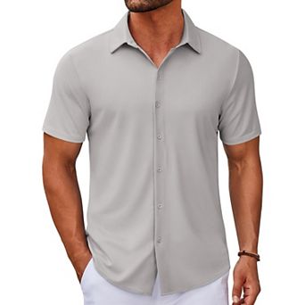COOFANDY Casual Shirts for Men Short Sleeve Button Down Wrinkle Free Summer Untucked Shirts