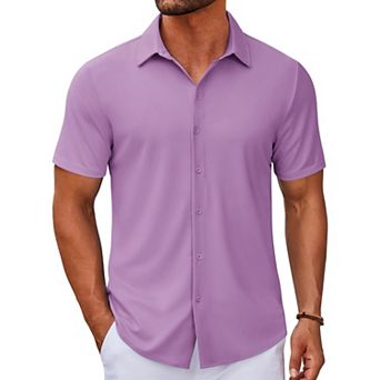 COOFANDY Casual Shirts for Men Short Sleeve Button Down Wrinkle Free Summer Untucked Shirts