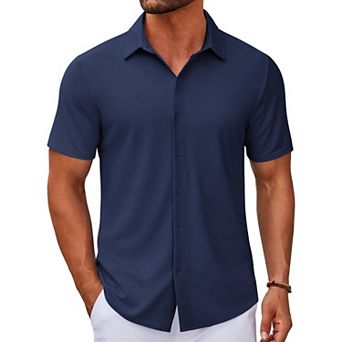COOFANDY Casual Shirts for Men Short Sleeve Button Down Wrinkle Free Summer Untucked Shirts