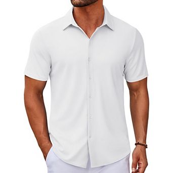 COOFANDY Casual Shirts for Men Short Sleeve Button Down Wrinkle Free Summer Untucked Shirts