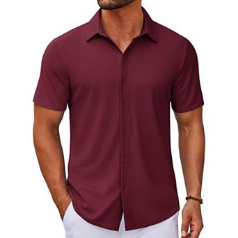 COOFANDY Casual Shirts for Men Short Sleeve Button Down Wrinkle Free Summer Untucked Shirts