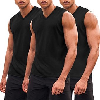 COOFANDY Men 3Pack Gym Tank Tops VNeck Sleeveless Muscle Tee Fitness Bodybuilding T-Shirts Slim Fit