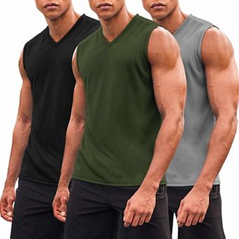 COOFANDY Men 3Pack Gym Tank Tops VNeck Sleeveless Muscle Tee Fitness Bodybuilding T-Shirts Slim Fit