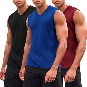 COOFANDY Men 3Pack Gym Tank Tops VNeck Sleeveless Muscle Tee Fitness Bodybuilding T-Shirts Slim Fit