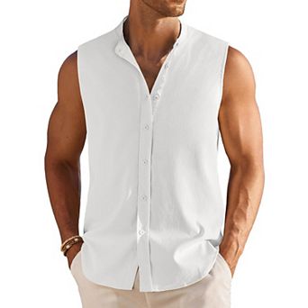 COOFANDY Summer Tank Tops for Men Sleeveless Button Down Shirts Beach Vacation Shirt