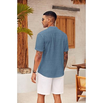 COOFANDY Men Beach Shirt Short Sleeve Hippie Summer Casual Vacation Shirt