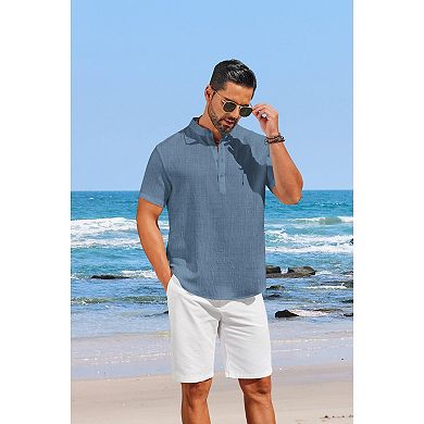 COOFANDY Men Beach Shirt Short Sleeve Hippie Summer Casual Vacation Shirt