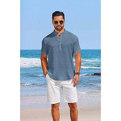 COOFANDY Men Beach Shirt Short Sleeve Hippie Summer Casual Vacation Shirt