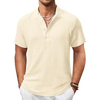 COOFANDY Men Beach Shirt Short Sleeve Hippie Summer Casual Vacation Shirt