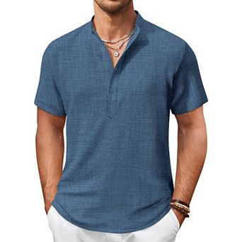 COOFANDY Men Beach Shirt Short Sleeve Hippie Summer Casual Vacation Shirt