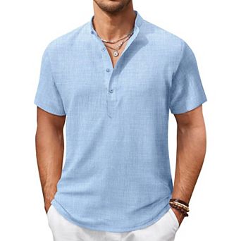 COOFANDY Men Beach Shirt Short Sleeve Hippie Summer Casual Vacation Shirt