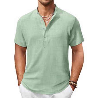 COOFANDY Men Beach Shirt Short Sleeve Hippie Summer Casual Vacation Shirt