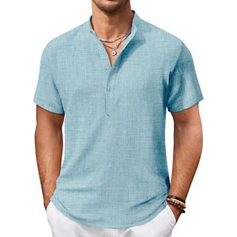 COOFANDY Men Beach Shirt Short Sleeve Hippie Summer Casual Vacation Shirt