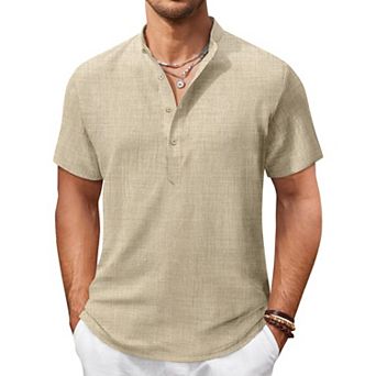 COOFANDY Men Beach Shirt Short Sleeve Hippie Summer Casual Vacation Shirt