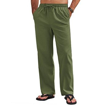 COOFANDY Men's Linen Pants Casual Loose Fit Beach Yoga Pants Lightweight Drawstring Linen Trousers