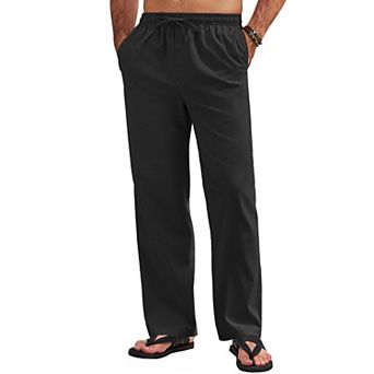 COOFANDY Men's Linen Pants Casual Loose Fit Beach Yoga Pants Lightweight Drawstring Linen Trousers