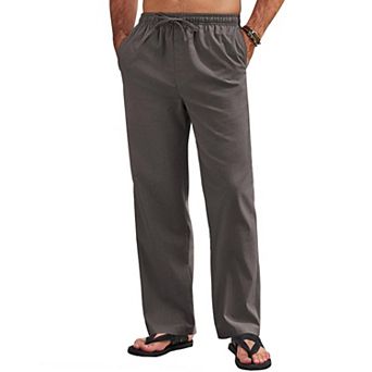 COOFANDY Men's Linen Pants Casual Loose Fit Beach Yoga Pants Lightweight Drawstring Linen Trousers