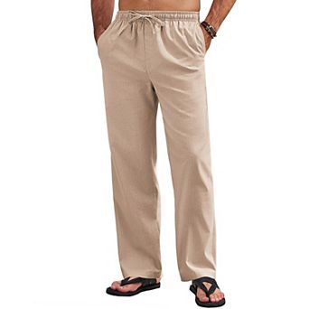 COOFANDY Men's Linen Pants Casual Loose Fit Beach Yoga Pants Lightweight Drawstring Linen Trousers