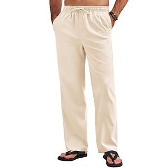 COOFANDY Men's Linen Pants Casual Loose Fit Beach Yoga Pants Lightweight Drawstring Linen Trousers