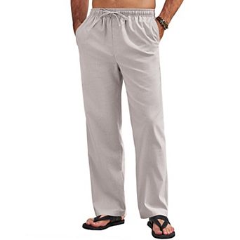 COOFANDY Men's Linen Pants Casual Loose Fit Beach Yoga Pants Lightweight Drawstring Linen Trousers