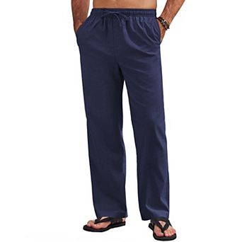 COOFANDY Men's Linen Pants Casual Loose Fit Beach Yoga Pants Lightweight Drawstring Linen Trousers
