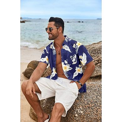 COOFANDY Short Sleeve Button Down Men Funny Hawaiian Shirt for Men's Summer Clothing