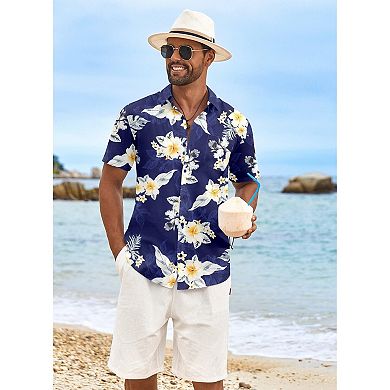 COOFANDY Short Sleeve Button Down Men Funny Hawaiian Shirt for Men's Summer Clothing
