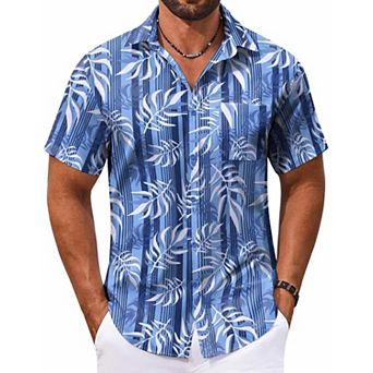 COOFANDY Short Sleeve Button Down Men Funny Hawaiian Shirt for Men's Summer Clothing