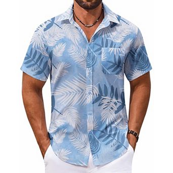 COOFANDY Short Sleeve Button Down Men Funny Hawaiian Shirt for Men's Summer Clothing