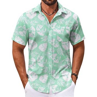 COOFANDY Short Sleeve Button Down Men Funny Hawaiian Shirt for Men's Summer Clothing