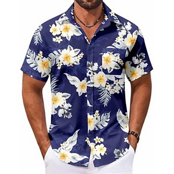 COOFANDY Short Sleeve Button Down Men Funny Hawaiian Shirt for Men's Summer Clothing
