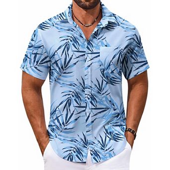 COOFANDY Short Sleeve Button Down Men Funny Hawaiian Shirt for Men's Summer Clothing