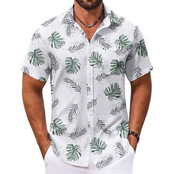 COOFANDY Short Sleeve Button Down Men Funny Hawaiian Shirt for Men's Summer Clothing