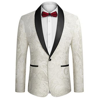 COOFANDY Men's Floral Tuxedo Jacket Luxury Embroidered Wedding Blazer Dress Suit for Party Dinner