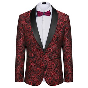 COOFANDY Men's Floral Tuxedo Jacket Luxury Embroidered Wedding Blazer Dress Suit for Party Dinner