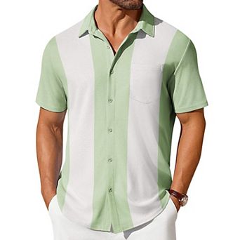 COOFANDY Men's Short Sleeve Knit Shirts Casual Summer Untucked Shirts Fashion Casual Waffle Shirt