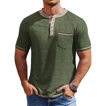 COOFANDY Mens Henley Short Sleeve Classic Lightweight Tee Shirt 4 Button Fashion T-Shirts Shirts