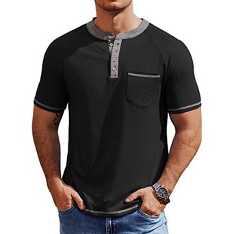 COOFANDY Mens Henley Short Sleeve Classic Lightweight Tee Shirt 4 Button Fashion T-Shirts Shirts
