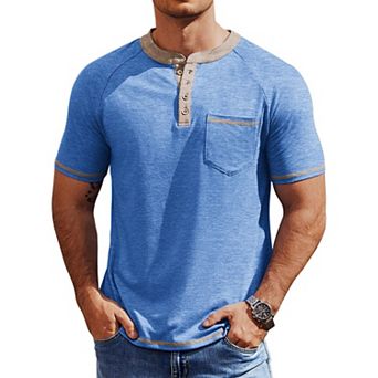 COOFANDY Mens Henley Short Sleeve Classic Lightweight Tee Shirt 4 Button Fashion T-Shirts Shirts